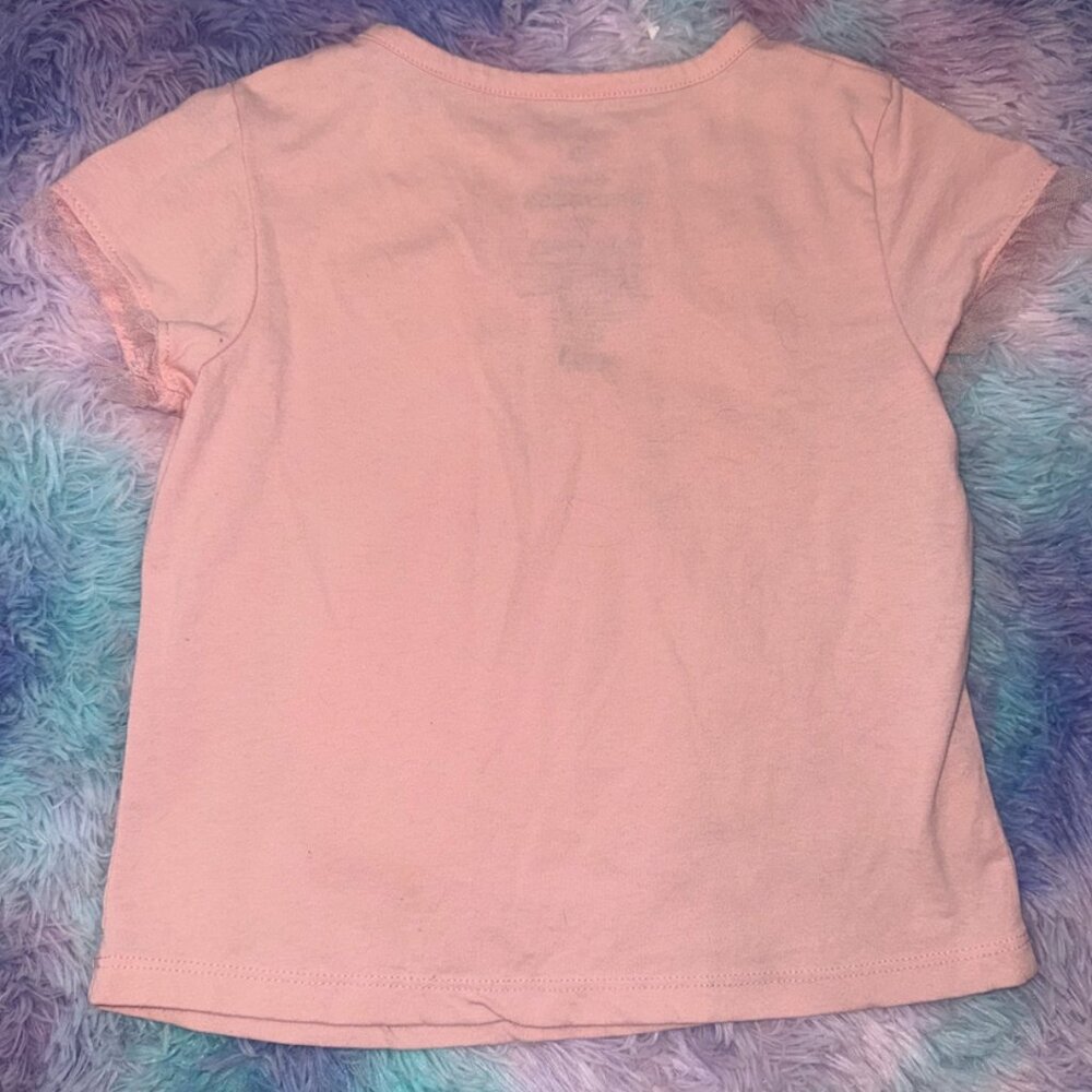 Disney Princess Girls Pink Short Sleeve T-Shirt with Lace Trim – Size 4T - Picture 3 of 6